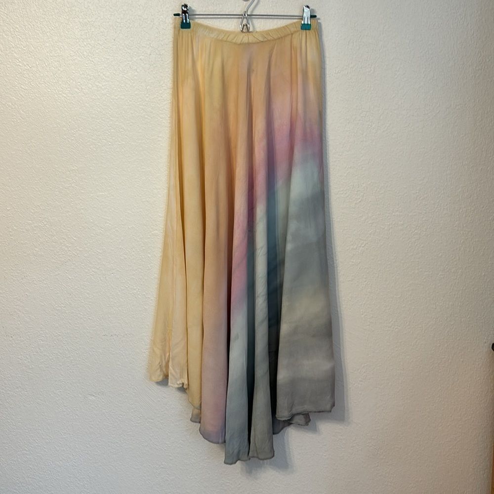 Brightly Twisted Whimsical Ethereal Pastel Rainbow Watercolor Maxi Skirt Small - Picture 4 of 5
